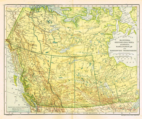 Dodd Mead's Atlas - "MANITOBA, BRITISH COLUMBIA, ALBERTA, SASKACHEWAN..." - Chromo - 1906
