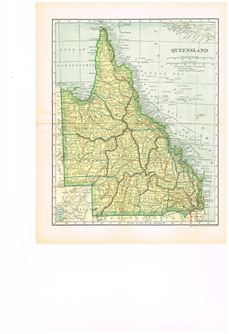 Dodd Mead's Universal Atlas - "QUEENSLAND, AUSTRALIA" - Chromolithograph - 1906