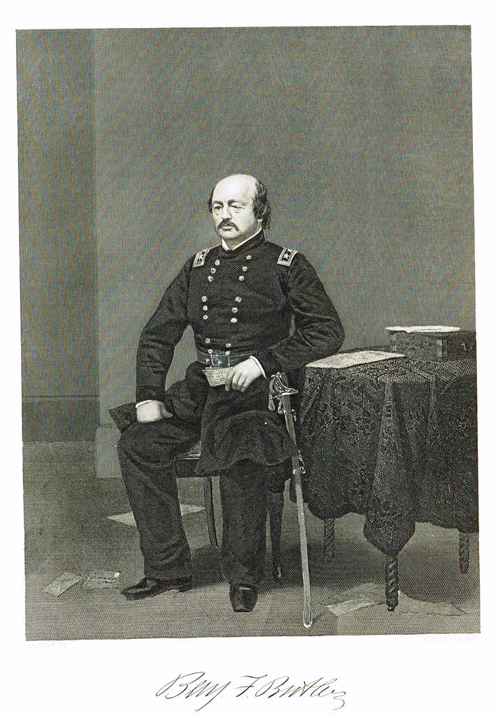 Duyckinck's National Portrait Gallery (Military) - "BENJAMIN F. BUTLER" - Steel Engraving - 1862