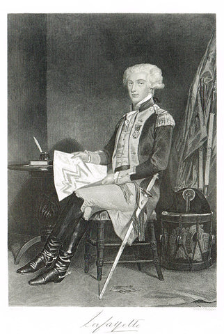 Duyckinck's National Portrait Gallery (Military) - "LAFAYETTE" - Steel Engraving - 1862