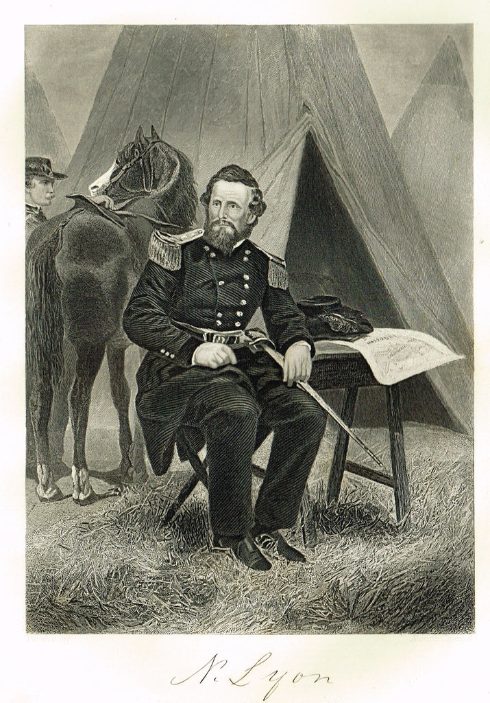 Duyckinck's National Portrait Gallery (Military) - "GENERAL N. LYON" - Steel Engraving - 1862