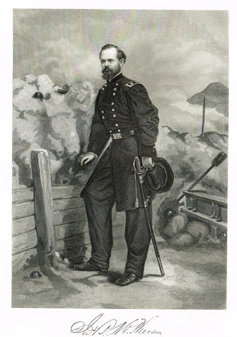 Duyckinck's National Portrait Gallery (Military) - "JAMES MCPHERSON" - Steel Engraving - 1862