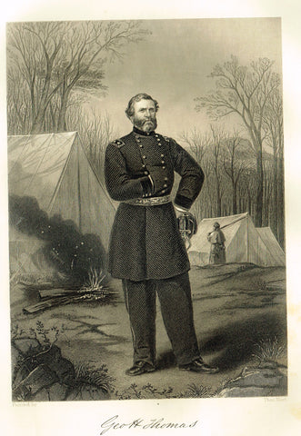Duyckinck's National Portrait Gallery (Military) - "GEOFF THOMAS" - Steel Engraving - 1862