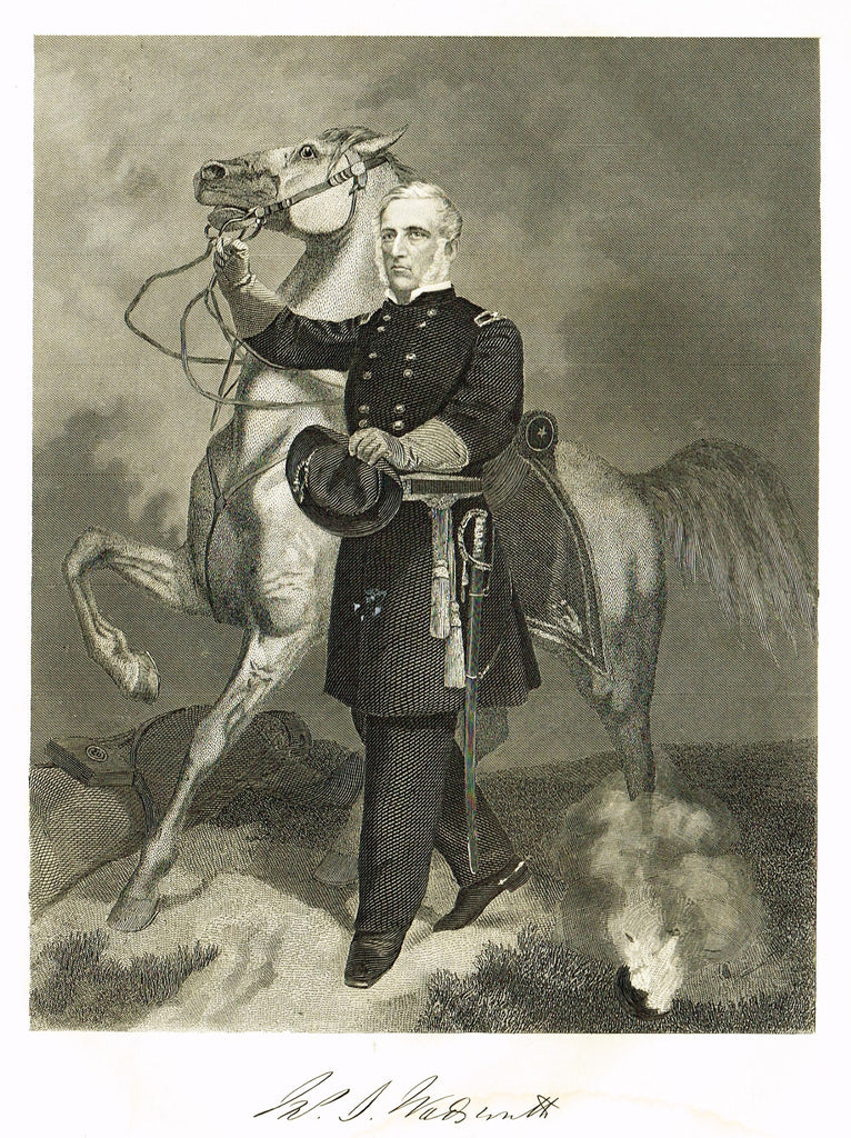 Duyckinck's National Portrait Gallery (Military) - "GENERAL WADSWORTH" - Steel Engraving - 1862