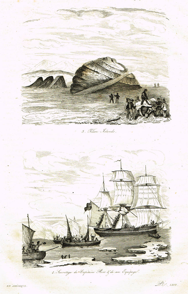De Sainson's 'Autour du Monde' - "TILSON ISLANDS" (ICELAND) - Steel Engraving - 1836