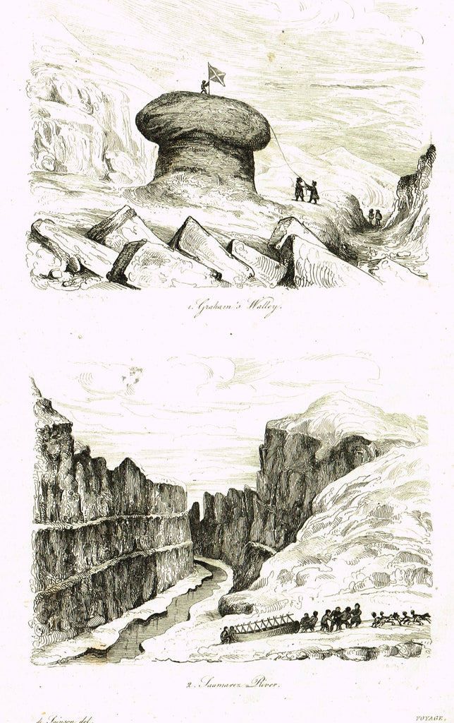 De Sainson's 'Autour du Monde' - "GRAHAM'S WALLEY" - (ICELAND) - Steel Engraving - 1836