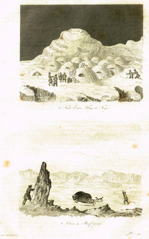 De Sainson's - "NORTH ENDON, VILLAGE DE NEIGE" - (ICELAND) - Engraving - 1836