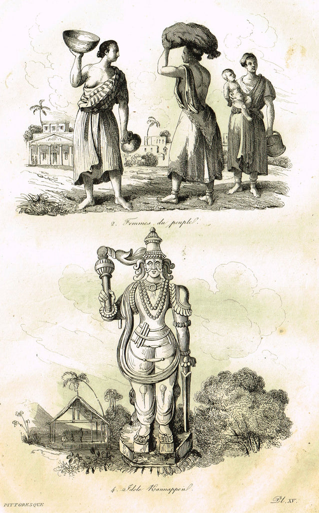 De Sainson's 'Autour du Monde' - "IDOLE KANNAPPEUL" - (CHINA) - Steel Engraving - 1836