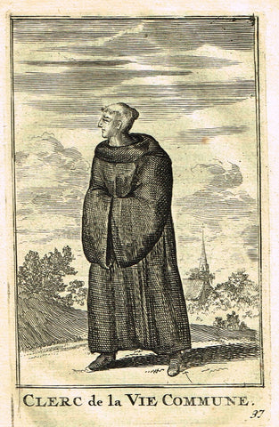 Buonanni's Histoire du Clerge - "CLERC DE LA VIE COMMUINE" - Copper Engraving - 1716