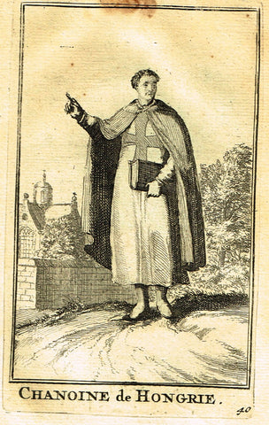 Buonanni's Histoire du Clerge - "CHANOINE DE HONGRIE" - Copper Engraving - 1716