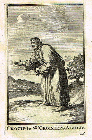 Buonanni's Histoire du Clerge - "CROCIF: LE 3ME CROIXIERS ABOLIS" - Copper Engraving - 1716
