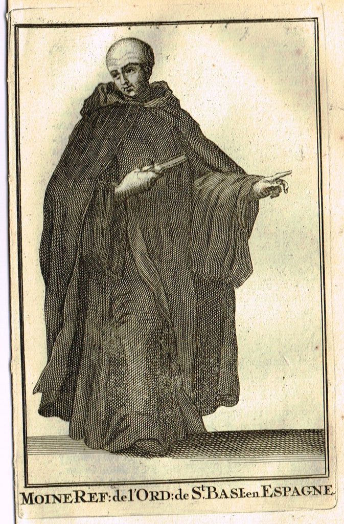 Buonanni's Histoire du Clerge - "MOINE REF: DE L'ORD: DE ST. BASI: EN ESPAGNE" -  Engraving - 1716