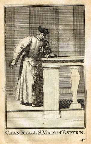 Buonanni's Histoire du Clerge - "CHAN: REG: DE ST. MART: D'ESPERN" - Copper Engraving - 1716