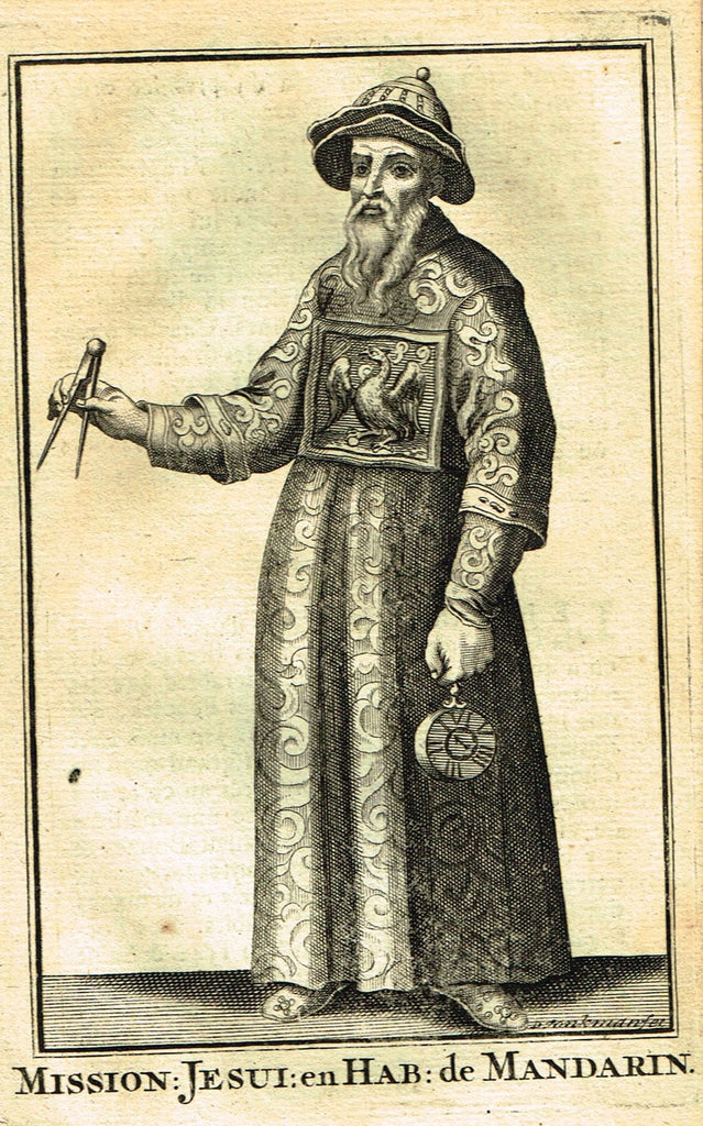 Buonanni's Histoire du Clerge - "MISSION' JESU" EN HAB: DE MANDARIN"- Copper Engraving - 1716