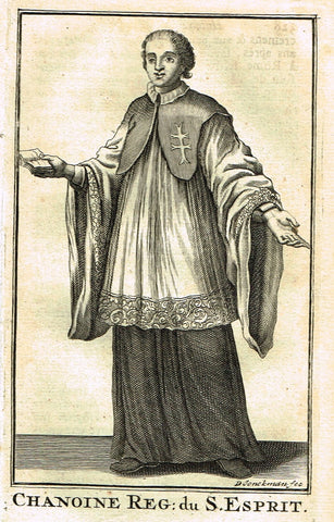 Buonanni's Histoire du Clerge - "CHANOINE REG: DU ST. ESPRIT"- Copper Engraving - 1716