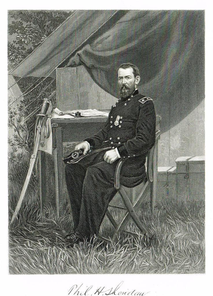 Duyckinck's National Portrait Gallery (Military) - "PHILIP SHERIDAN" - Steel Engraving - 1862