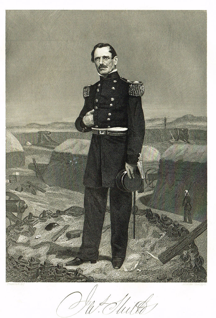 Duyckinck's National Portrait Gallery (Military) - "JAMES SHIELDS" - Steel Engraving - 1862