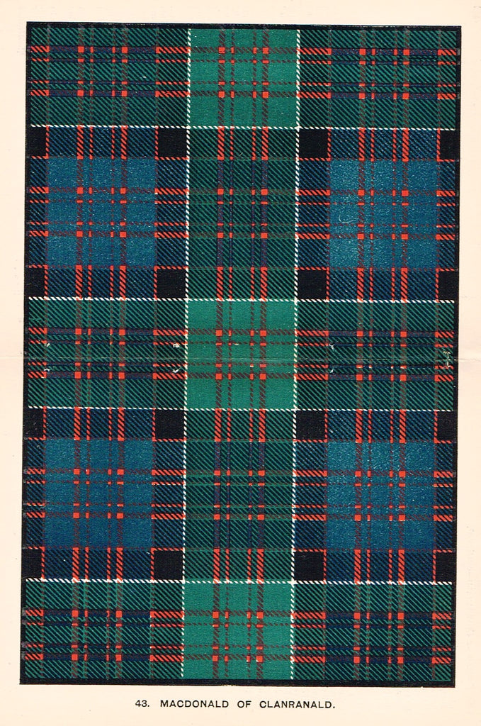 Johnston's Scottish Tartans - "MACDONALD OF CLANRANALD" - Chromolithograph - c1890