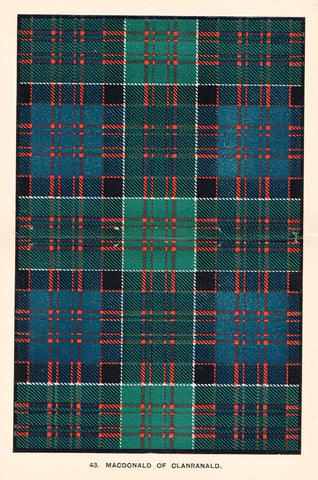 Johnston's Scottish Tartans - "MACDONALD OF CLANRANALD" - Chromolithograph - c1890