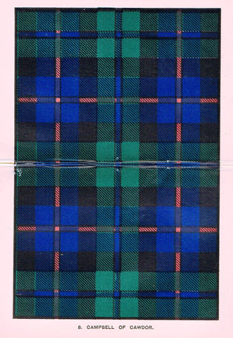 Johnston's Scottish Tartans - "CAMPBELL OF CAWDOR" - Chromolithograph - c1890