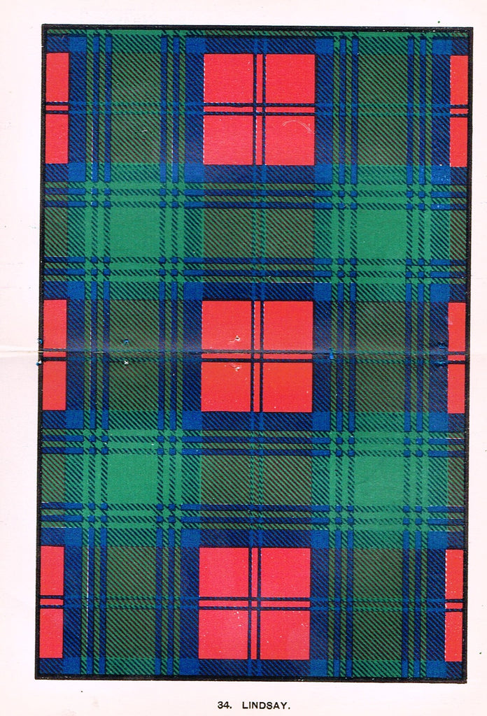 Johnston's Scottish Tartans - "LINDSAY" - Chromolithograph - c1890