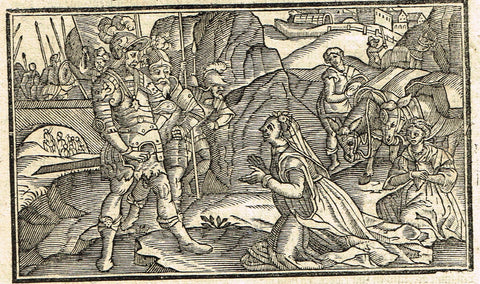 Dutch Bible Print - "DAVID AND ABIIGAIL" - Woodcut - 1636