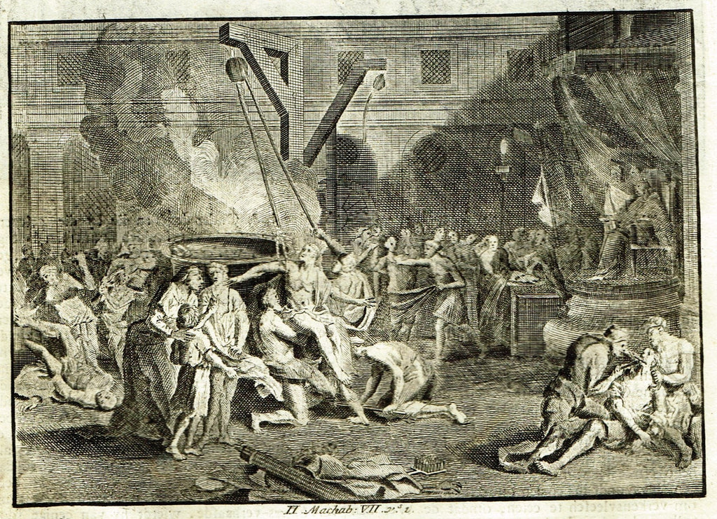 Luyken Bible Print - "CRUELTY AGAINST THE SEVEN BROTHERS" - Copper Engraving - 1700