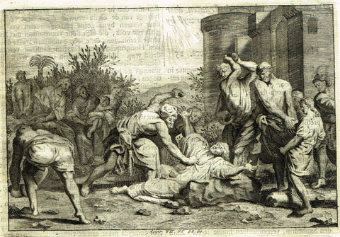 Luyken Bible Print - "STONING OF ST. STEVEN" - Copper Engraving - 1700