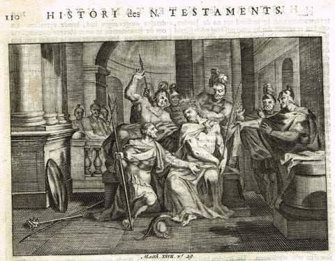 Luyken Bible Print - "JESUS AND PILATE" - Copper Engraving - 1700