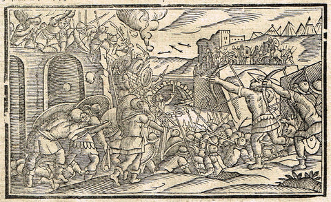 Dutch Bible Print - "SIEGE OF JERUSALEM HEROD" - Woodcut - 1636