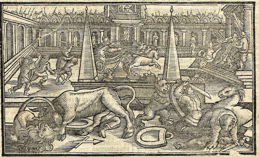 Dutch Bible Print - "HEROD LION HORSE" - Woodcut - 1636