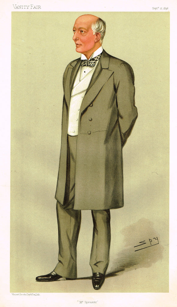 Vanity Fair (SPY) Print - "MR SPEAKER" - RT. HON WILLIAM GULLY - Chromolithograph - 1896