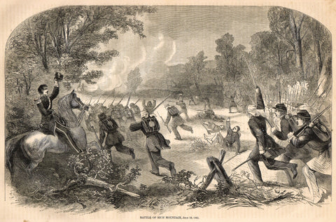Harper's Pictorial History - "BATTLE OF RICH MOUNTAIN, July 13, 1861" -  Large Engraving - 1866