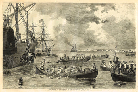 Harper's Pictorial History - "SECOND RE-ENFORCEMENT OF FORT PICKENS" -  Large Engraving - 1866