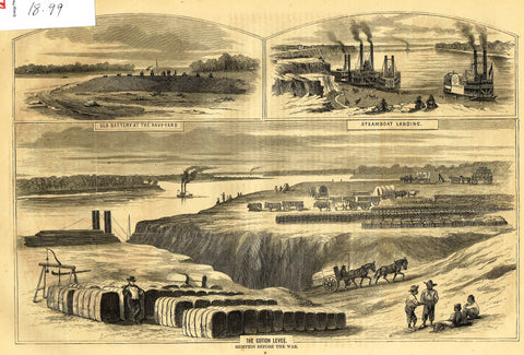 Harper's Pictorial History - "THE COTTON LEVY, MEMPHIS BEFORE THE WAR"-  Large Engraving - 1866