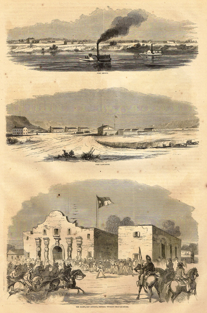 Harper's History - THE ALAMO, GENERAL TWIGG'S HEAD-QUARTERS - Engraving - 1866