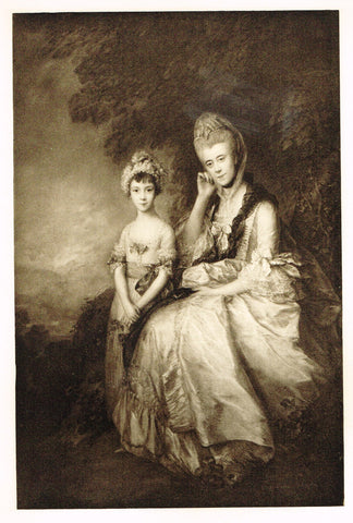 Photogravure Print - "COUNTESS OF SUSSEX & DAUGHTER"  from Thomas Gainsborough - c1890