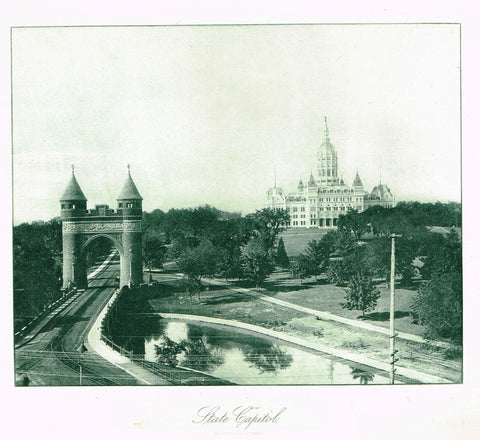 Photogravure Print - "STATE CAPITAL, HARTFORD, CONNECTICUT"  - Topographical - c1890