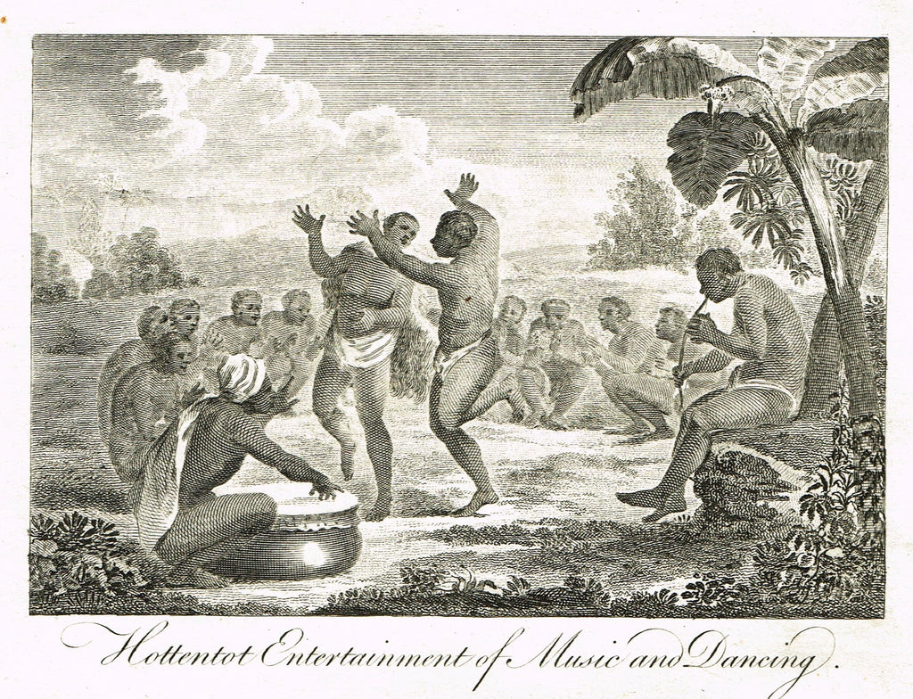 Bankes's Geography - "HOTTENTOT ENTERTAINMENT OF MUSIC AND DANCING" - Copper Engraving - 1771