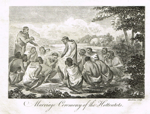 Bankes's Geography - "MARRIAGE CEREMONY OF THE HOTTENTOTS" - Copper Engraving - 1771