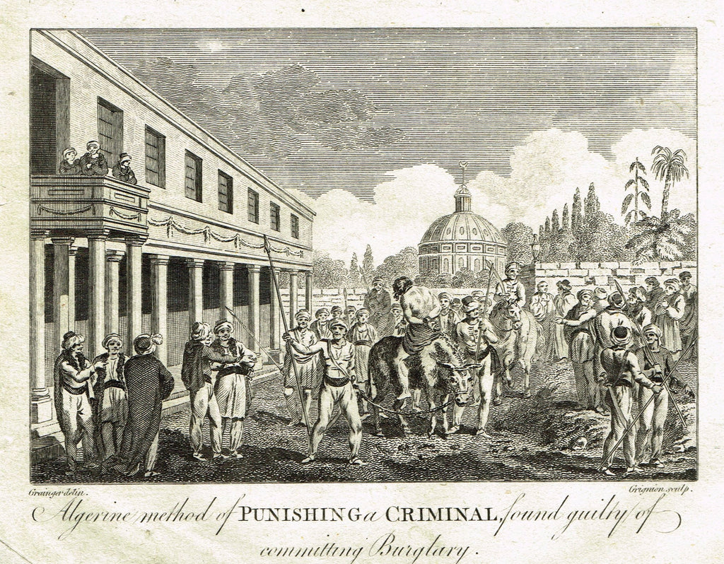 Bankes's - ALGERINE METHOD OF PUNISHING A CRIMINAL FOUND GUILTY OF BURGLARY" - Engraving - 1771