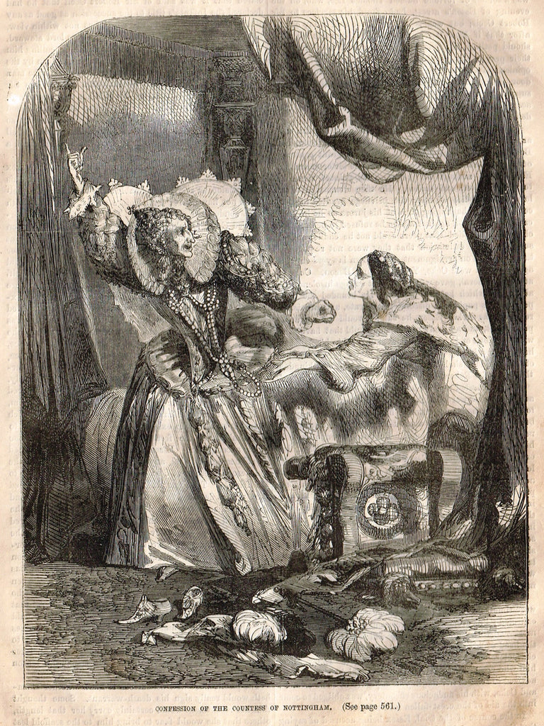 Cassell's History - "CONFESSION OF THE COUNTESS OF NOTTINGHAM" - Engraving - 1858