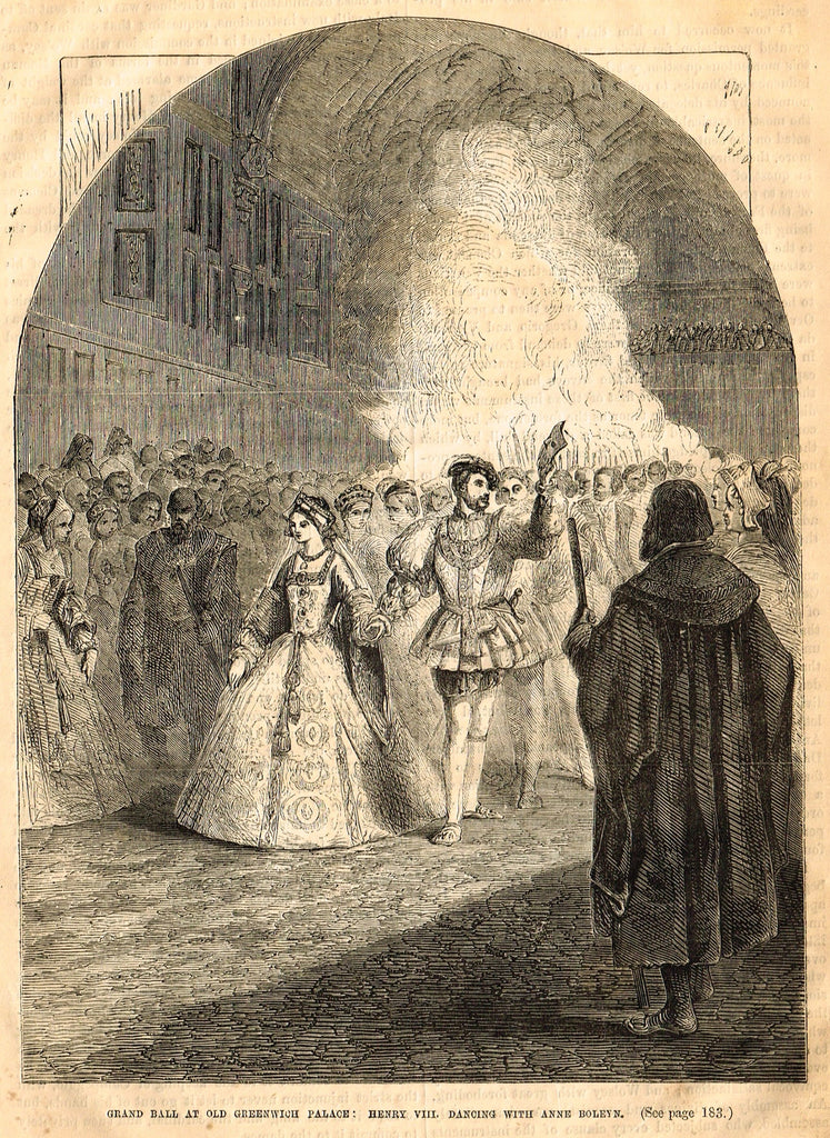 Cassell's History - "HENRY VIII DANCING WITH ANNE BOLEYN " - Engraving - 1858