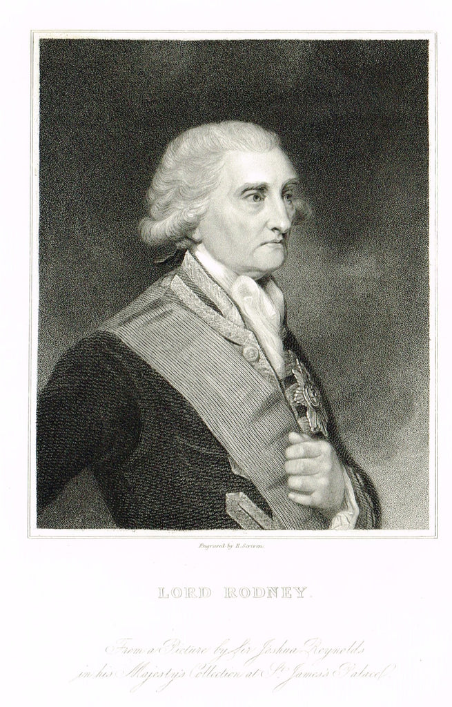 Knight's Gallery of Portraits - "LORD RODNEY" - Steel Engraving - 1833