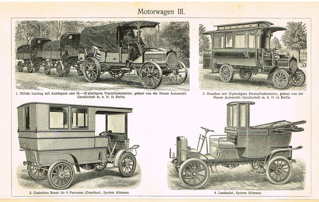 Myers Lexicon Print - "MOTORWAGEN III (TRUCK)" - Lithograph - 1913