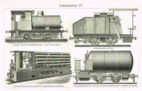 Myers Lexicon Print - "LOKOMOTIVEN IV (TRAIN)" - Lithograph - 1913
