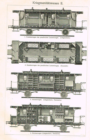 Myers Lexicon Print - "KREIGSSANITATSWESEN II (TRAIN)" - Lithograph - 1913
