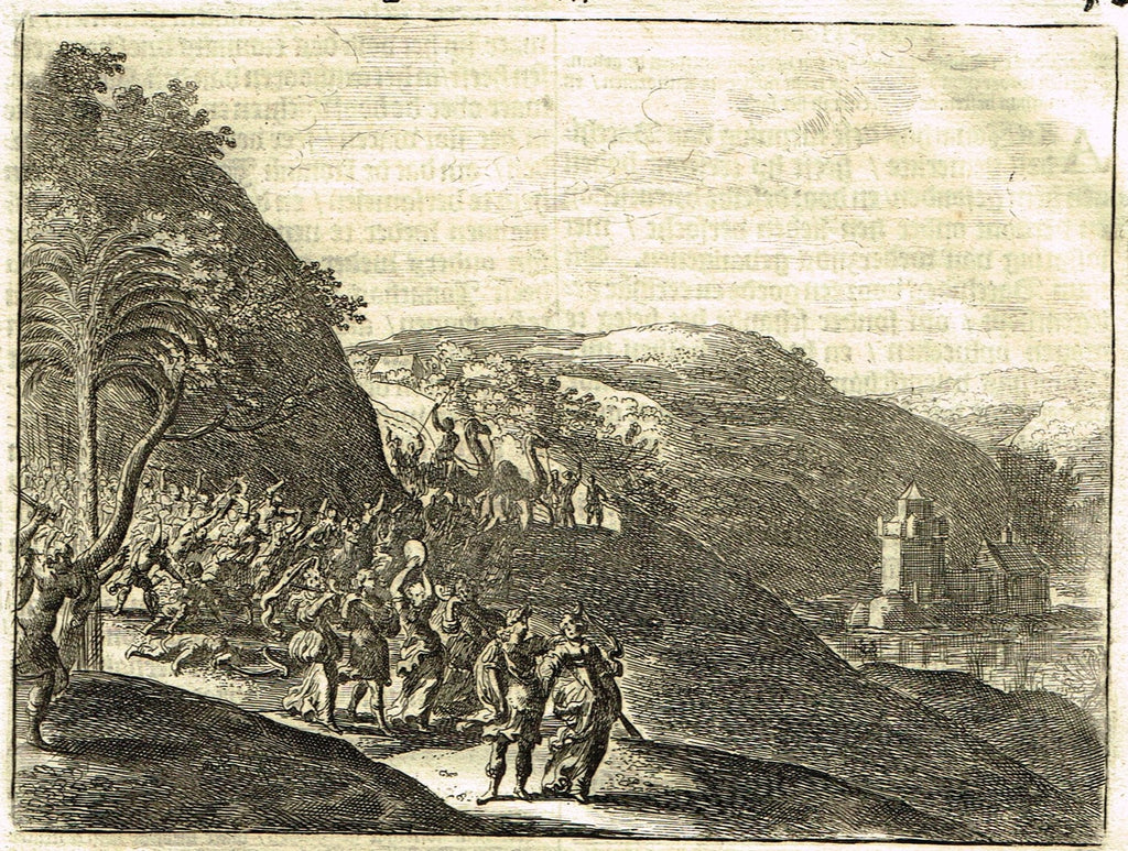 Merian Bible Print - "JONATHAN & SIMON" - Copper Engraving - 1683