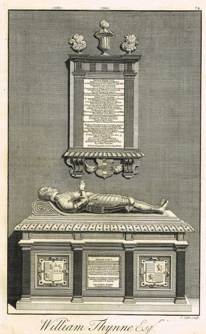 Dart's Westminster Abbey Tomb - "WILLIAM THYNNE, ESQ." - Copper Engraving - 1723