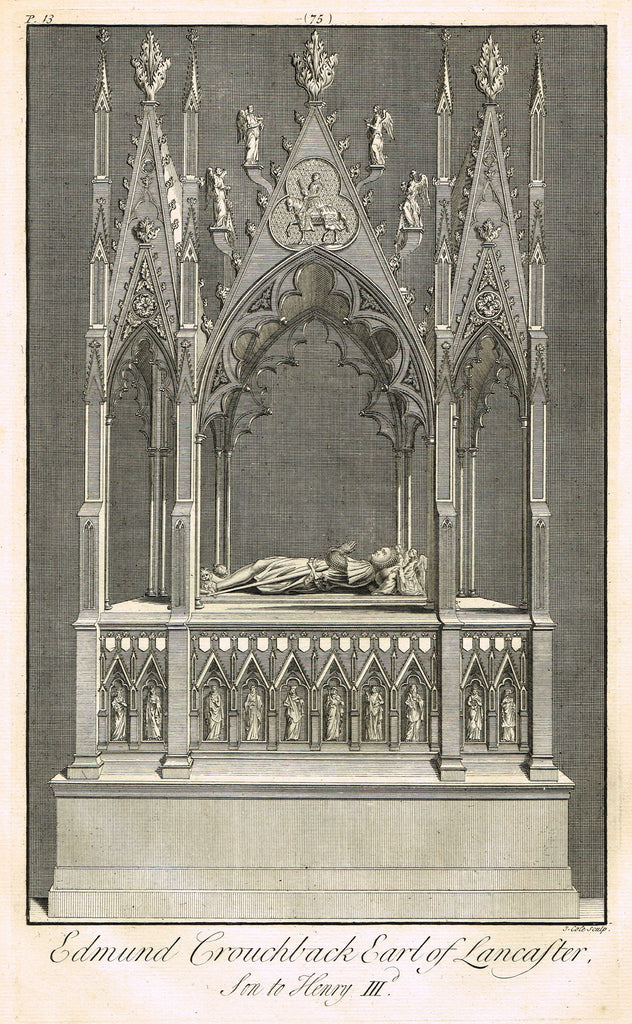 Dart's Tomb - EDMUND CROUCHBACK, EARL OF LANCASTER - Copper Engraving - 1723